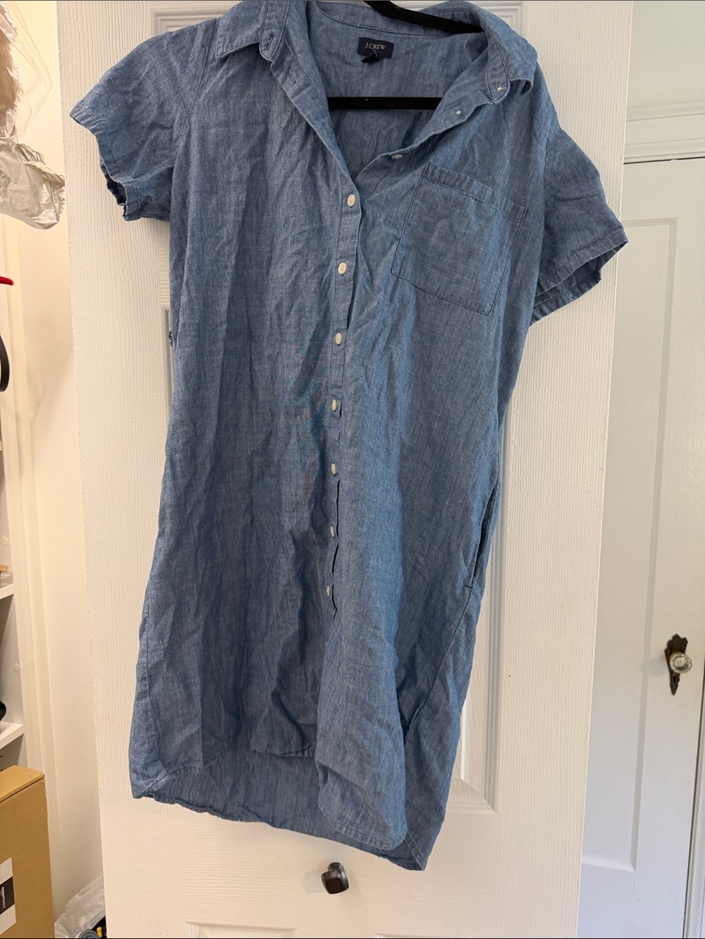 J. Crew Factory Light Blue Chambray Button-Down Shirt Dress